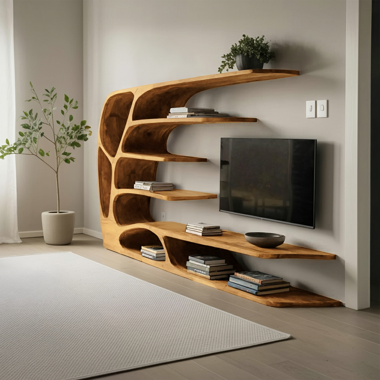 Modern Organic TV Display Shelf For Living Room