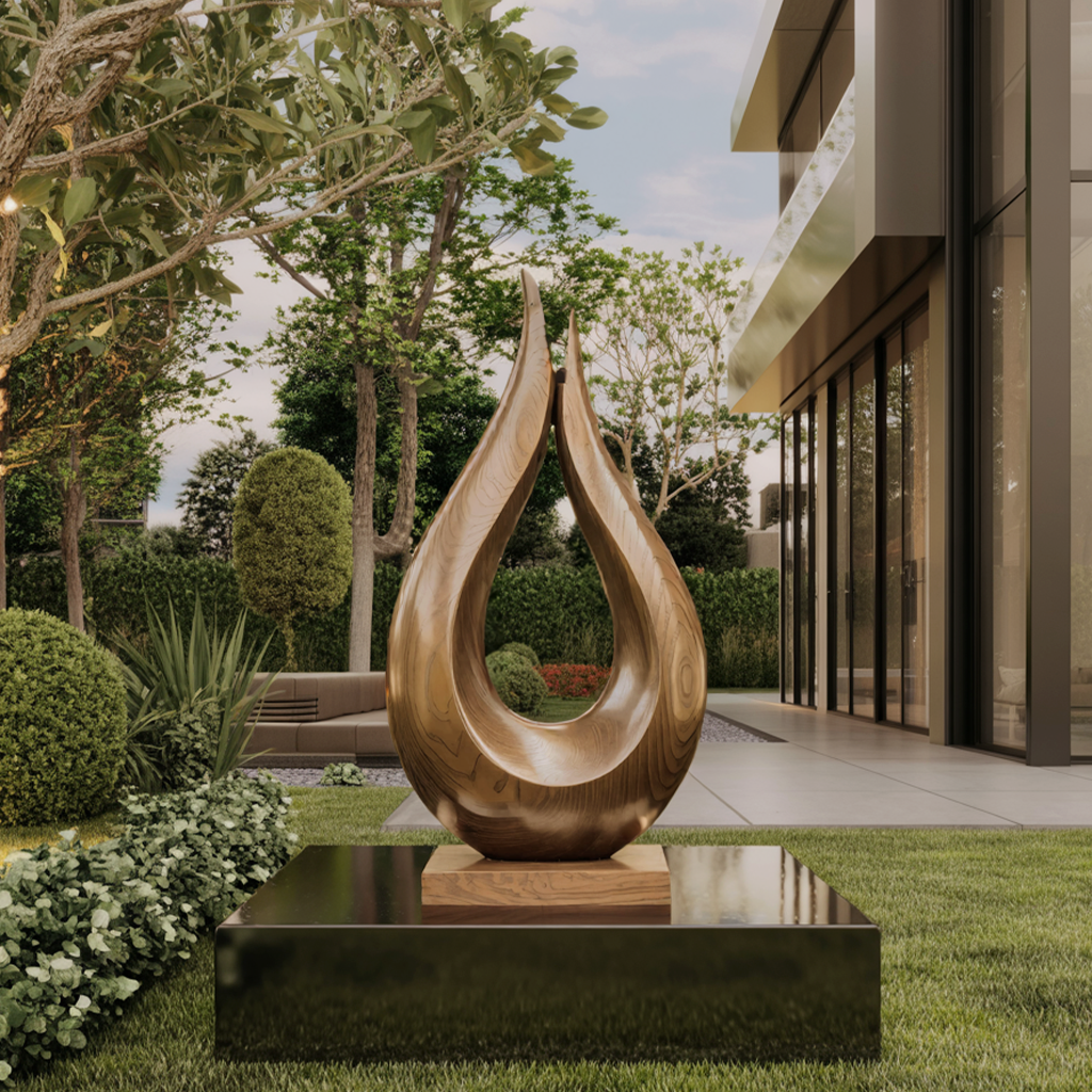 Handcrafted Solid Wood Abstract Decor Sculpture For Contemporary Interiors