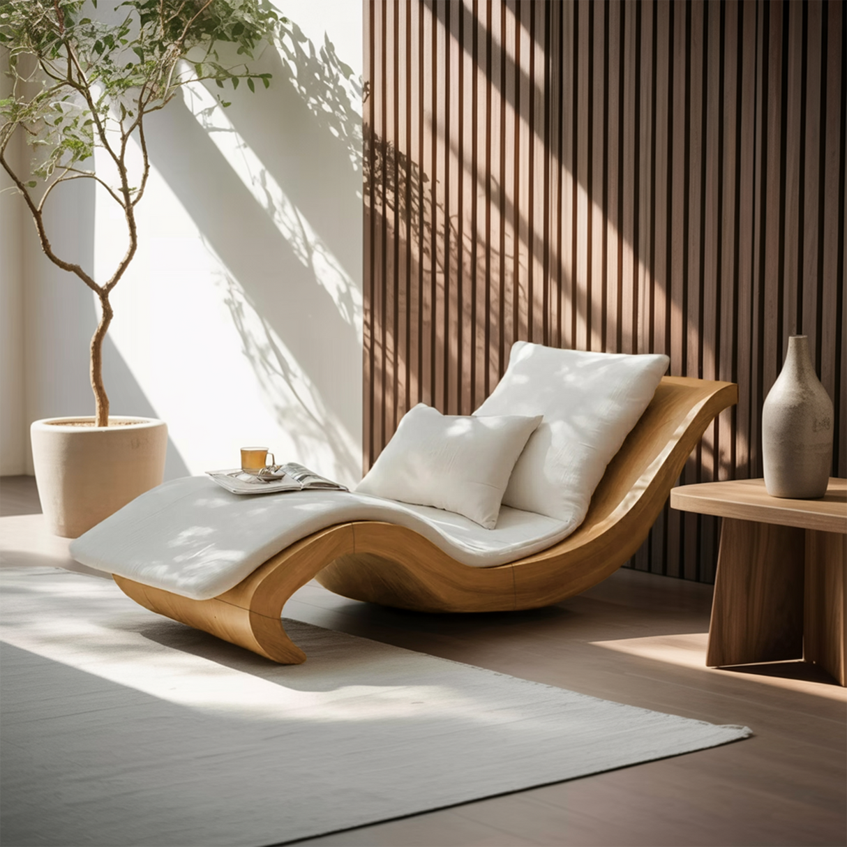 Mid Century Wooden Daybed For Living Room Furniture Decor