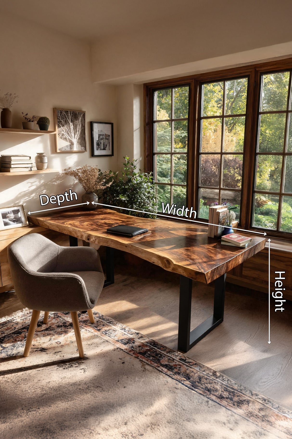 Handcrafted Wooden Live Edge Desk For Furniture Decor