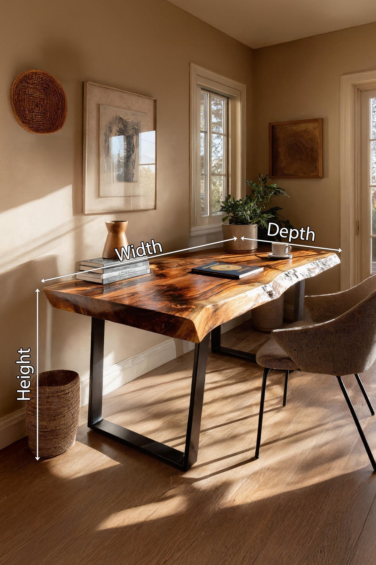 Farmhouse Solid Wood Live Edge Desk For Interior Decor