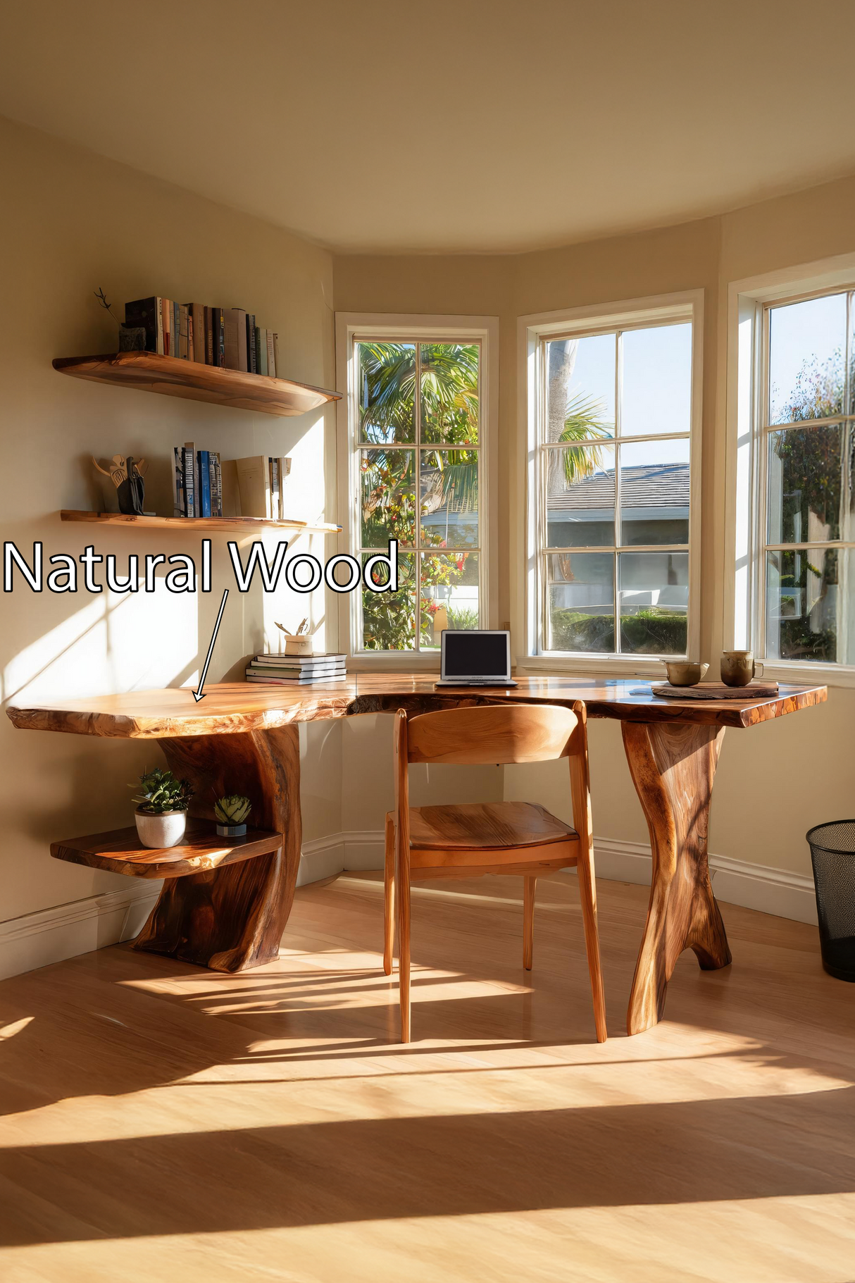 Mid Century Wooden Work Desk For Home Office Interior Design