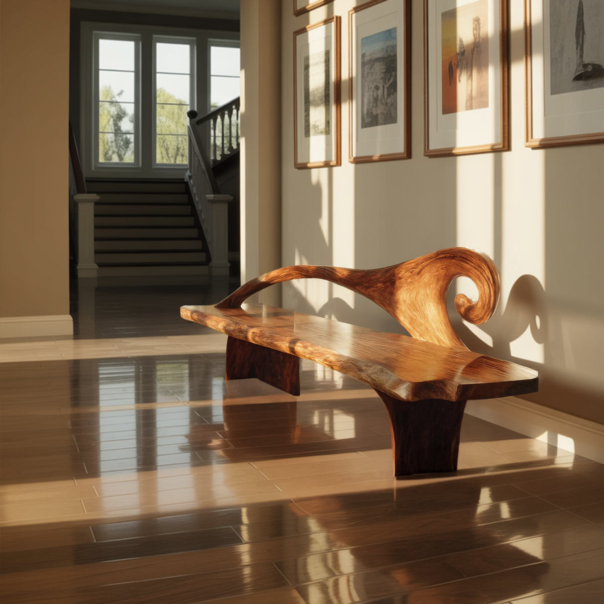 Natural Rustic Wood Entryway Bench For Home Hallway