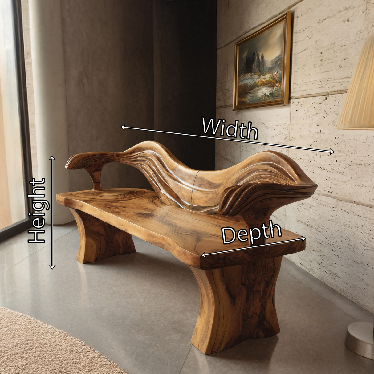 Solid Wood Live Edge Bench For Hallway And Entryway Use