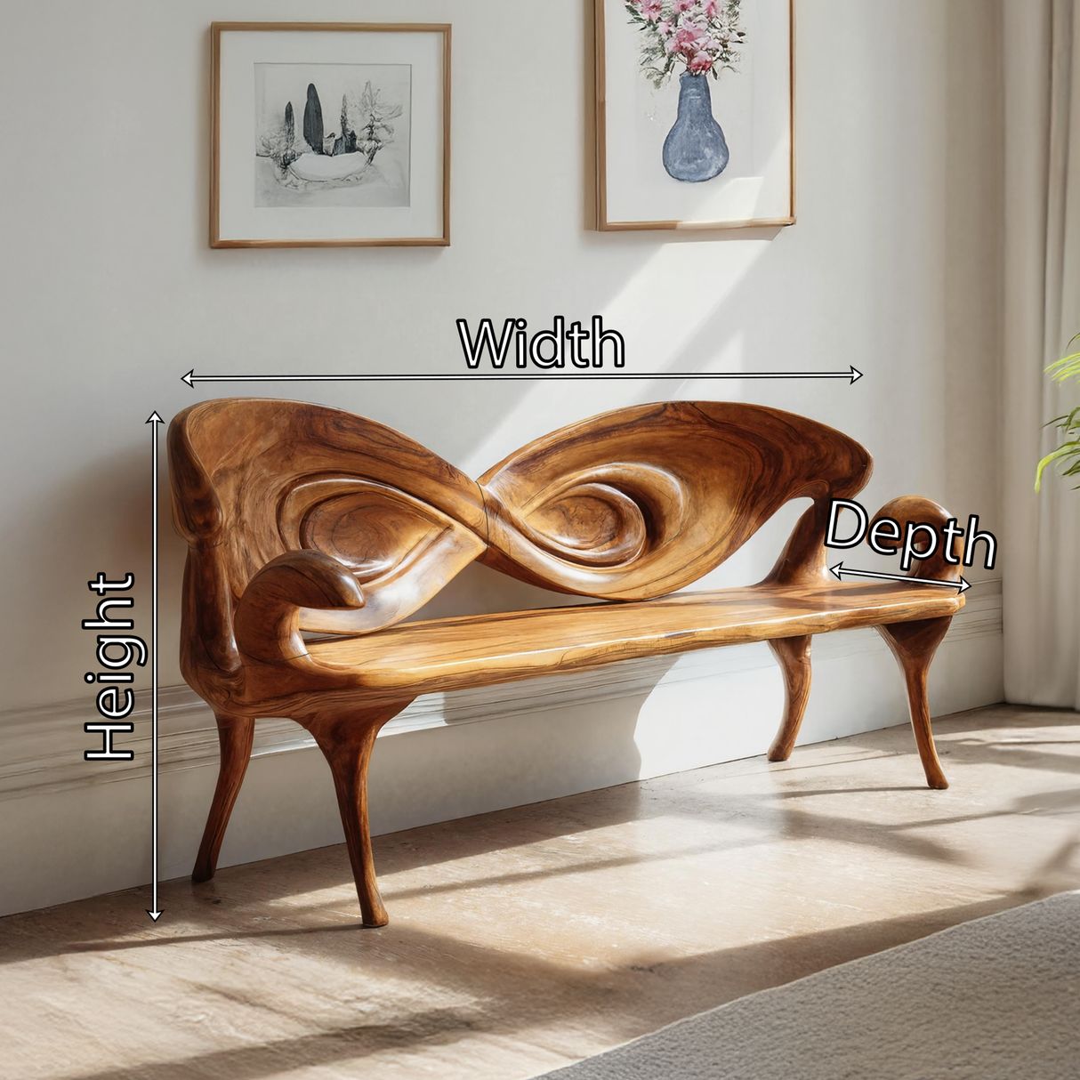 Handcrafted Live Edge Wood Bench For Entryway And Hallway