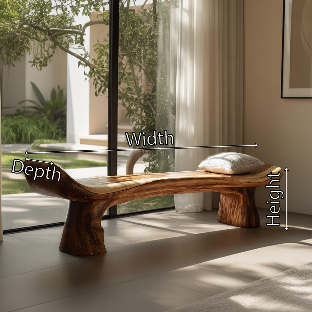 Live Edge Rustic Wood Bench For Entryway Home Decor