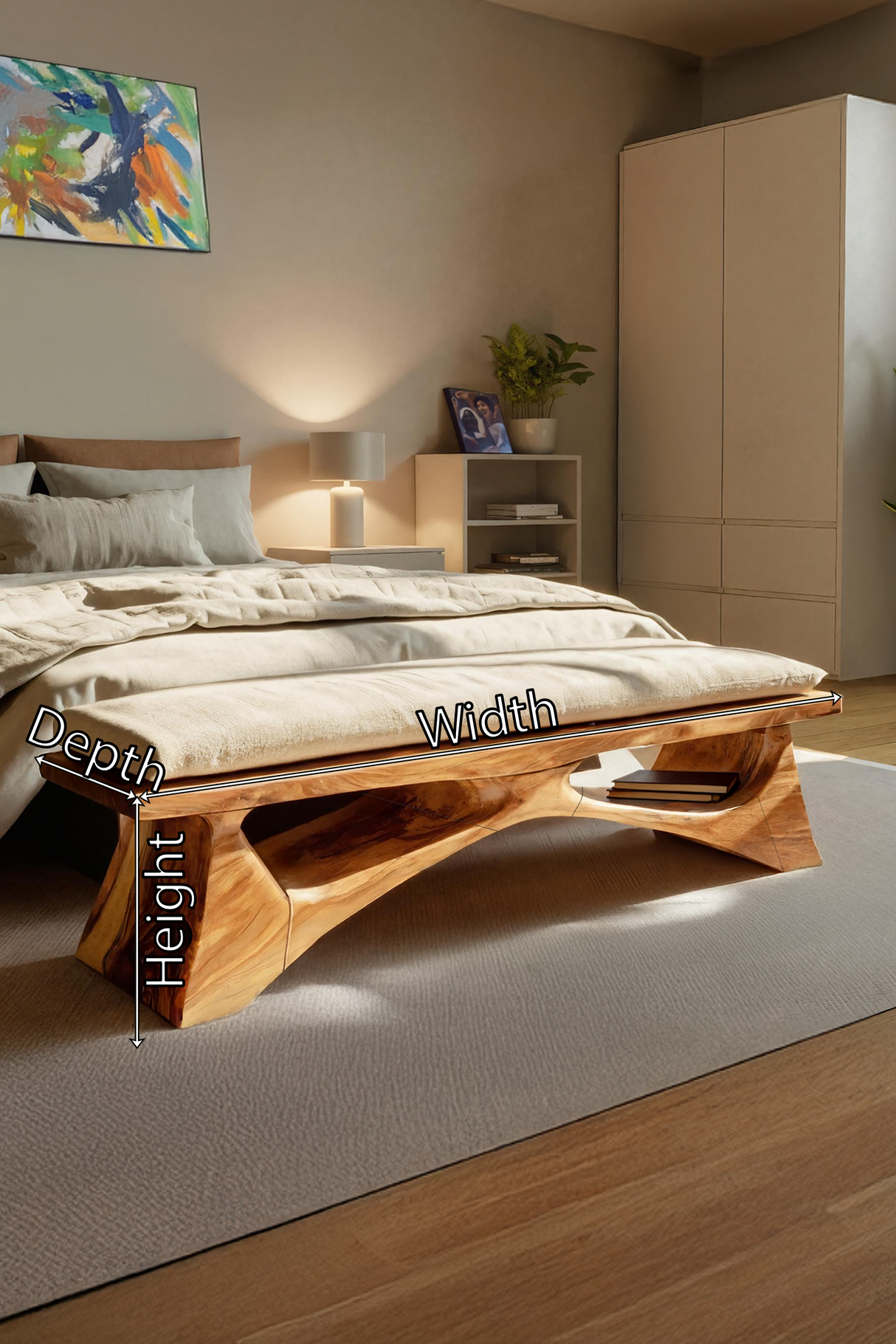Handcrafted Solid Wood Bench For End-of-Bed Styling