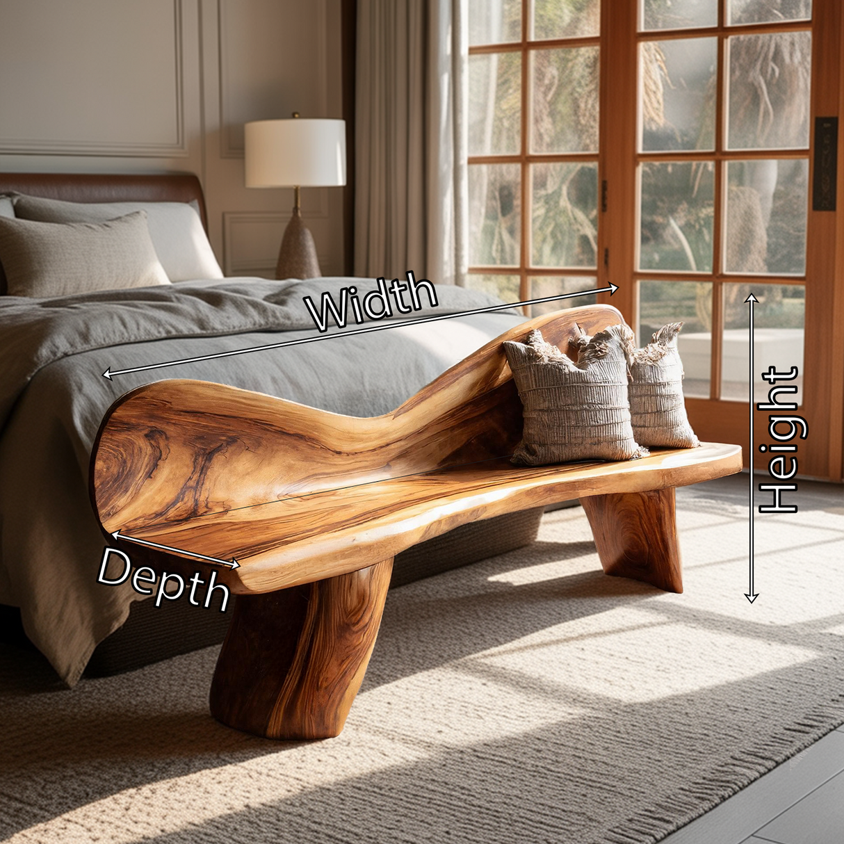 Rustic Solid Wood Bench For Entryway And Foyer Decor