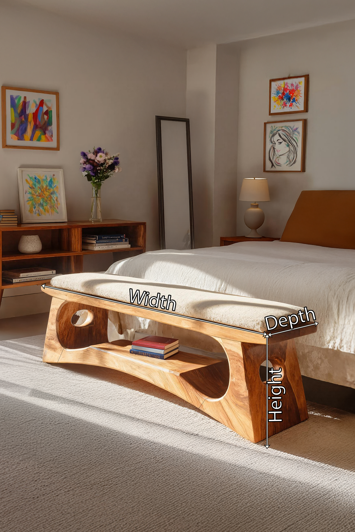 Modern Wooden Bench For Natural Bedroom Decor