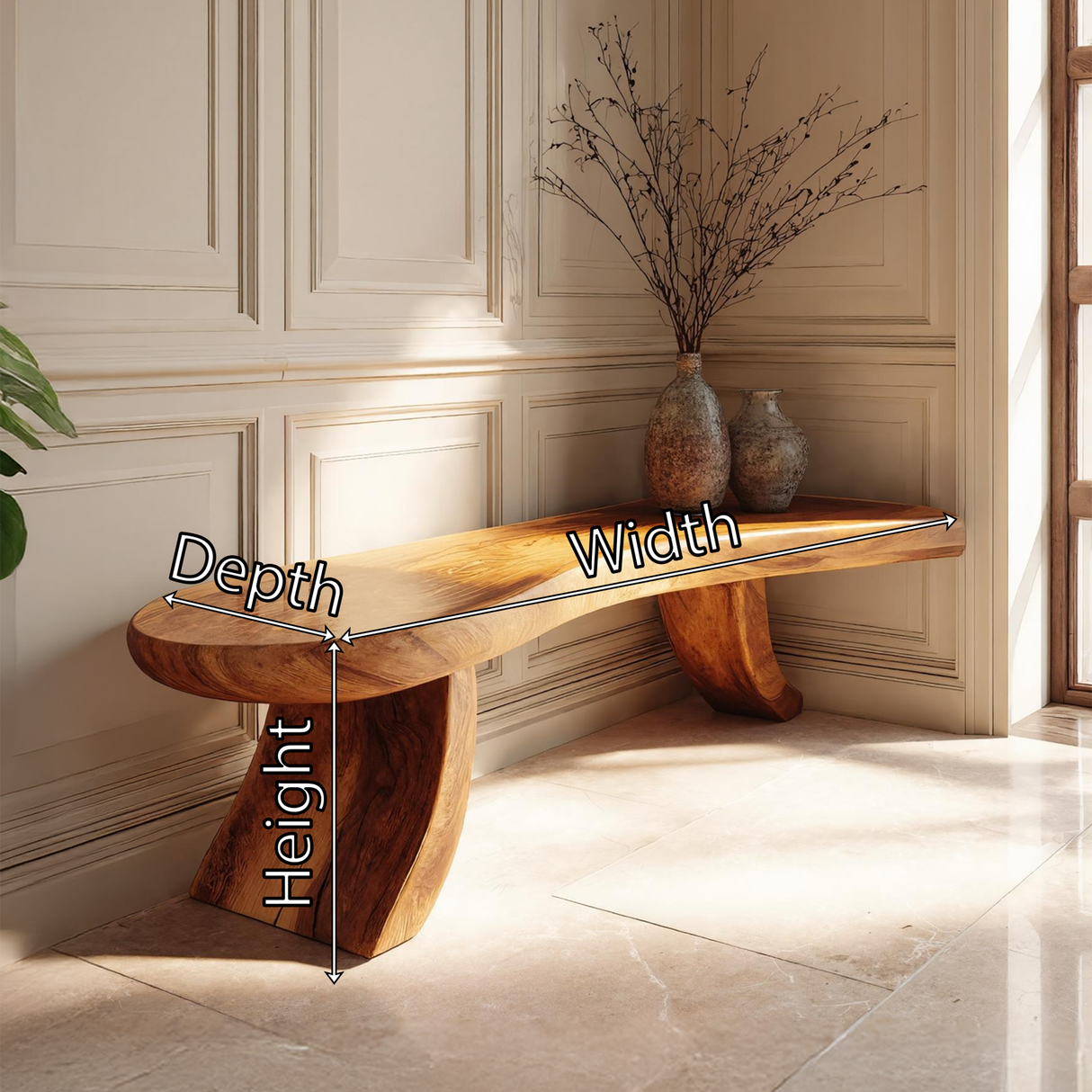 Handmade Live Edge Entryway Bench For Minimalist Home Decor