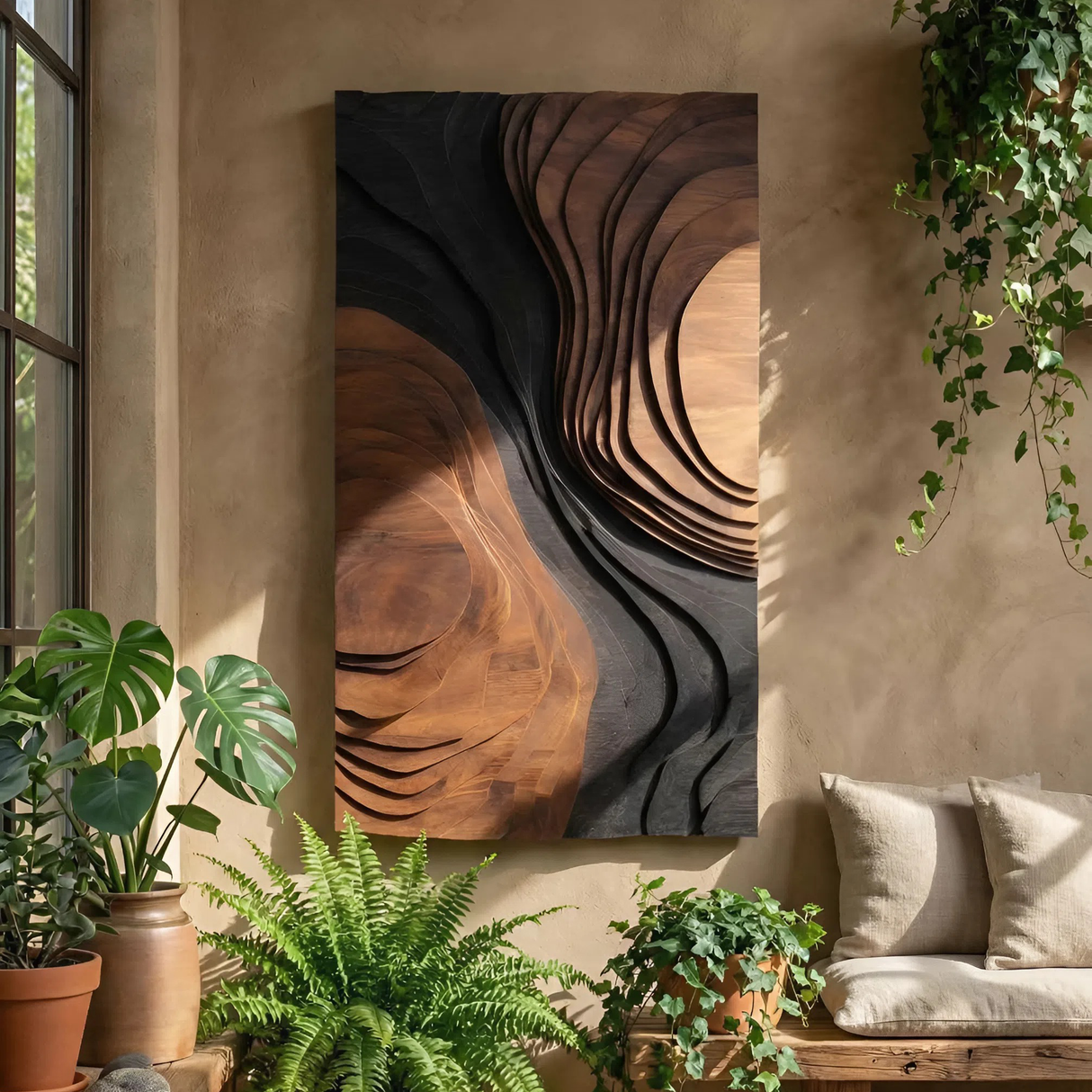 Mid Century Organic Wall Sculpture For Entry Space Decor