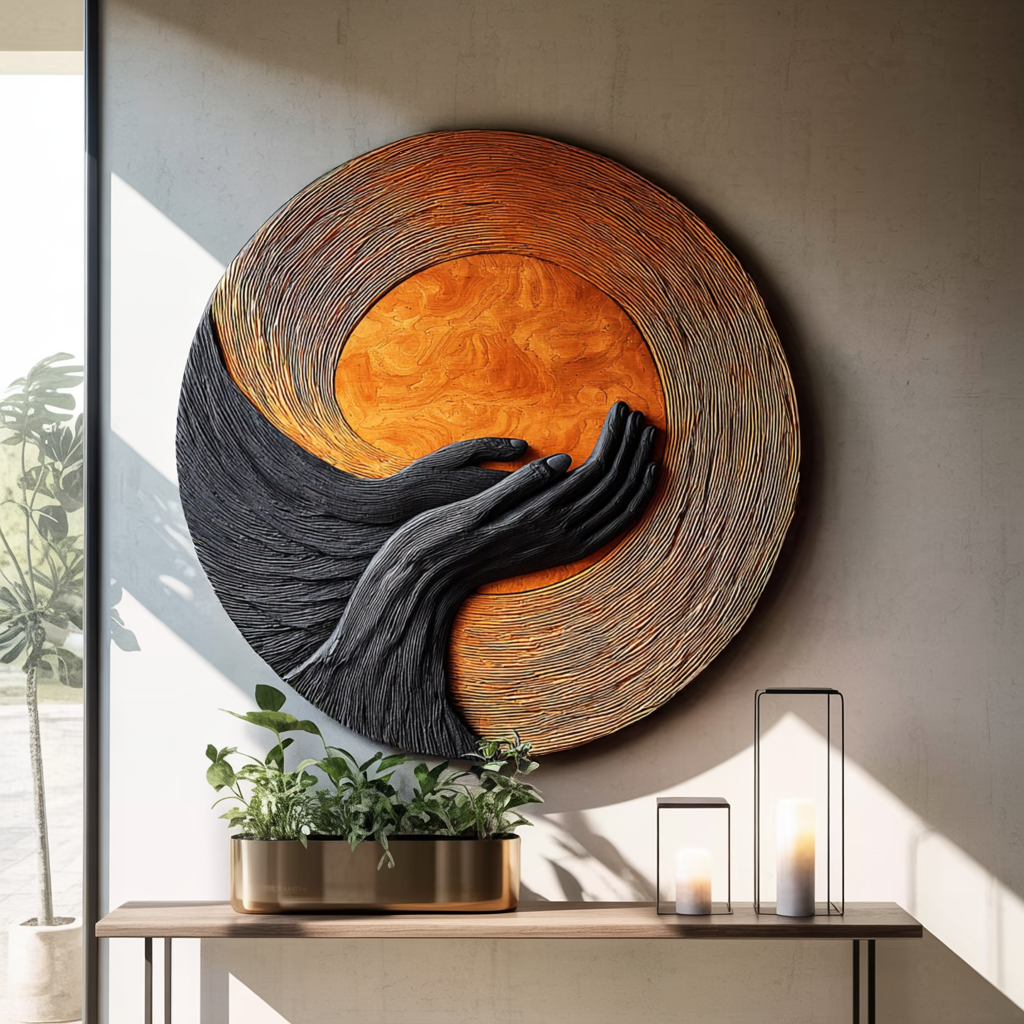 Modern Wooden Wall Art Sculpture For Stylish Entryway Design Decor