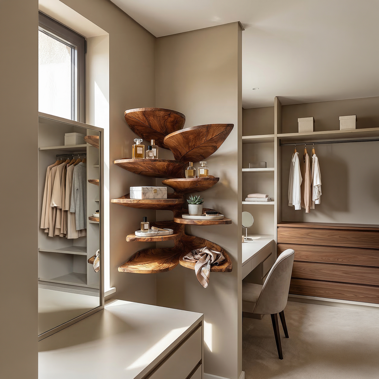 Modern Leaf Corner Shelf Entryway Wall Organizer Display
