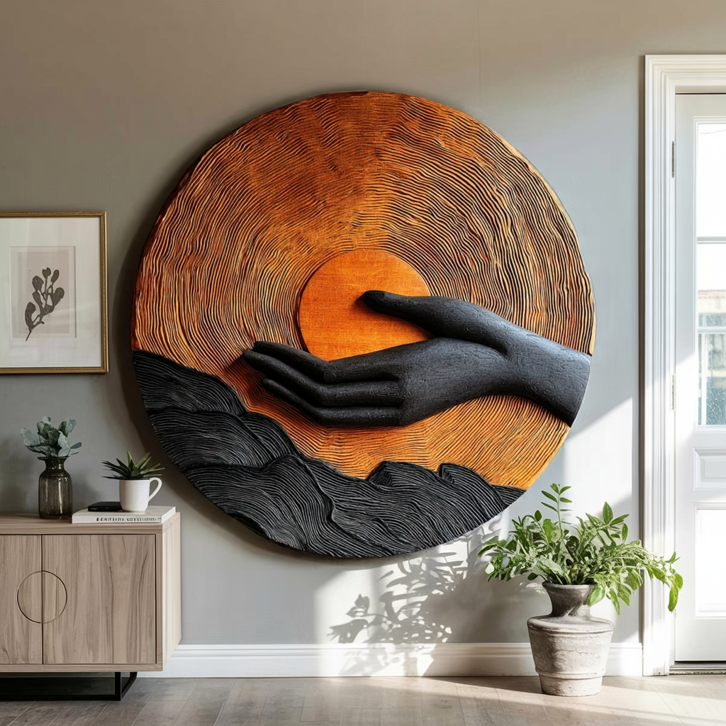 Modern Wooden Wall Art Sculpture For Entryway And Hallway Decor