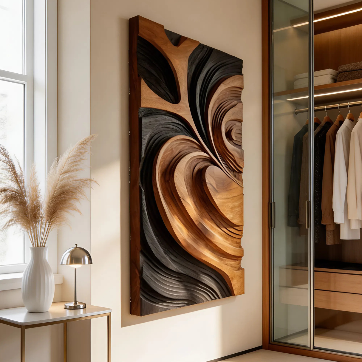 Minimalist Flowing Wall Decor For Bathroom And Vanity Accent