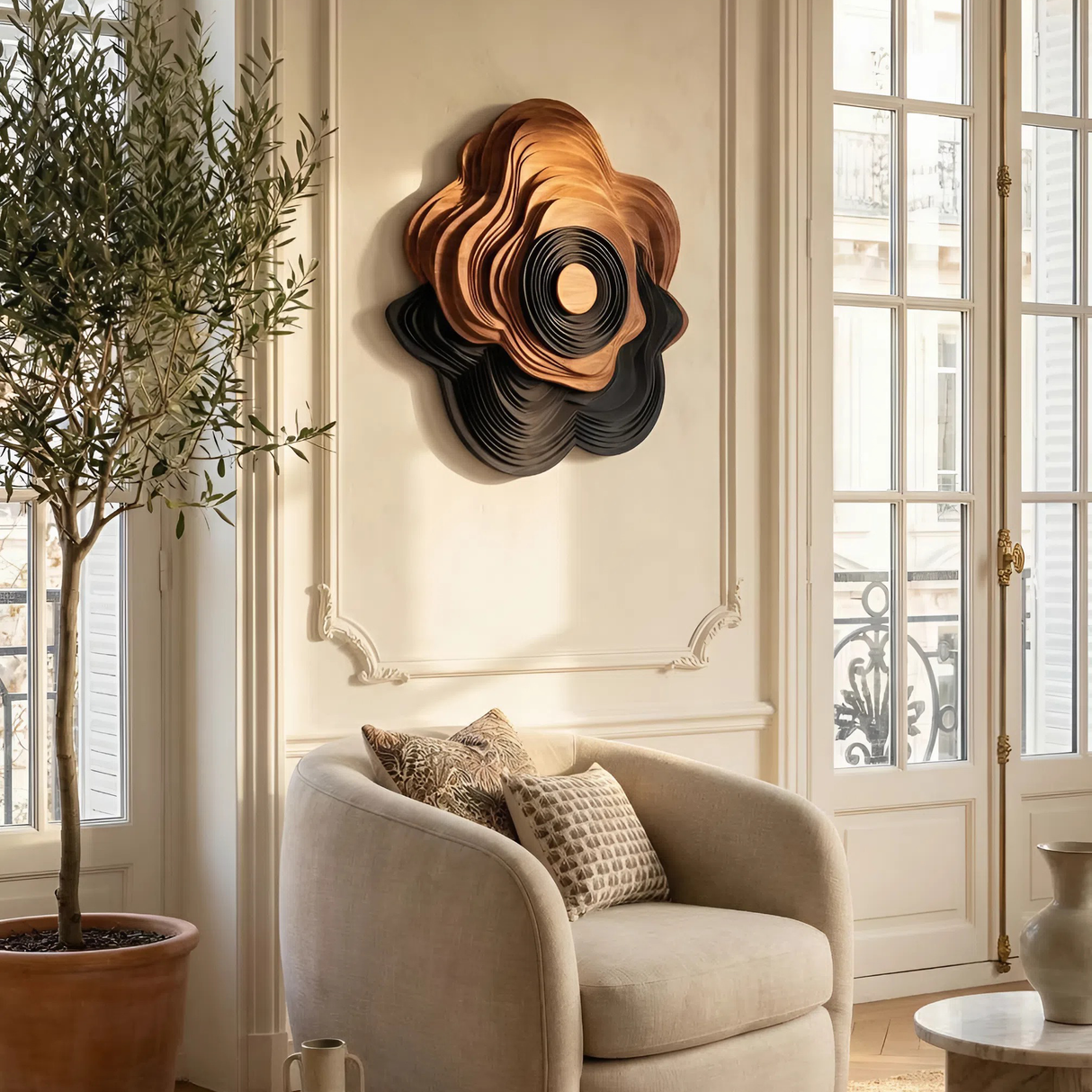 Mid Century Sculptural Wall Art Panel For Living Room Display