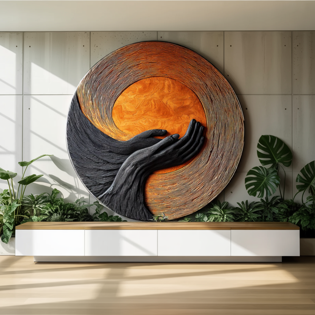 Modern Wooden Wall Art Sculpture For Stylish Entryway Design Decor