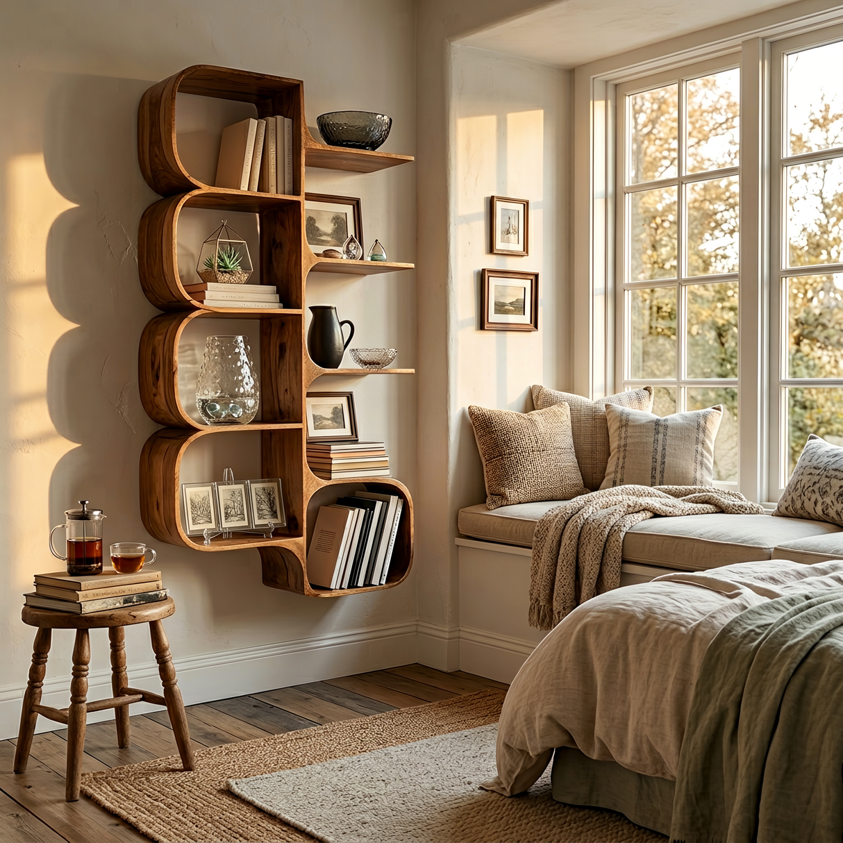 Minimalist Wooden Kitchen Display Shelf For Pantry Organizer