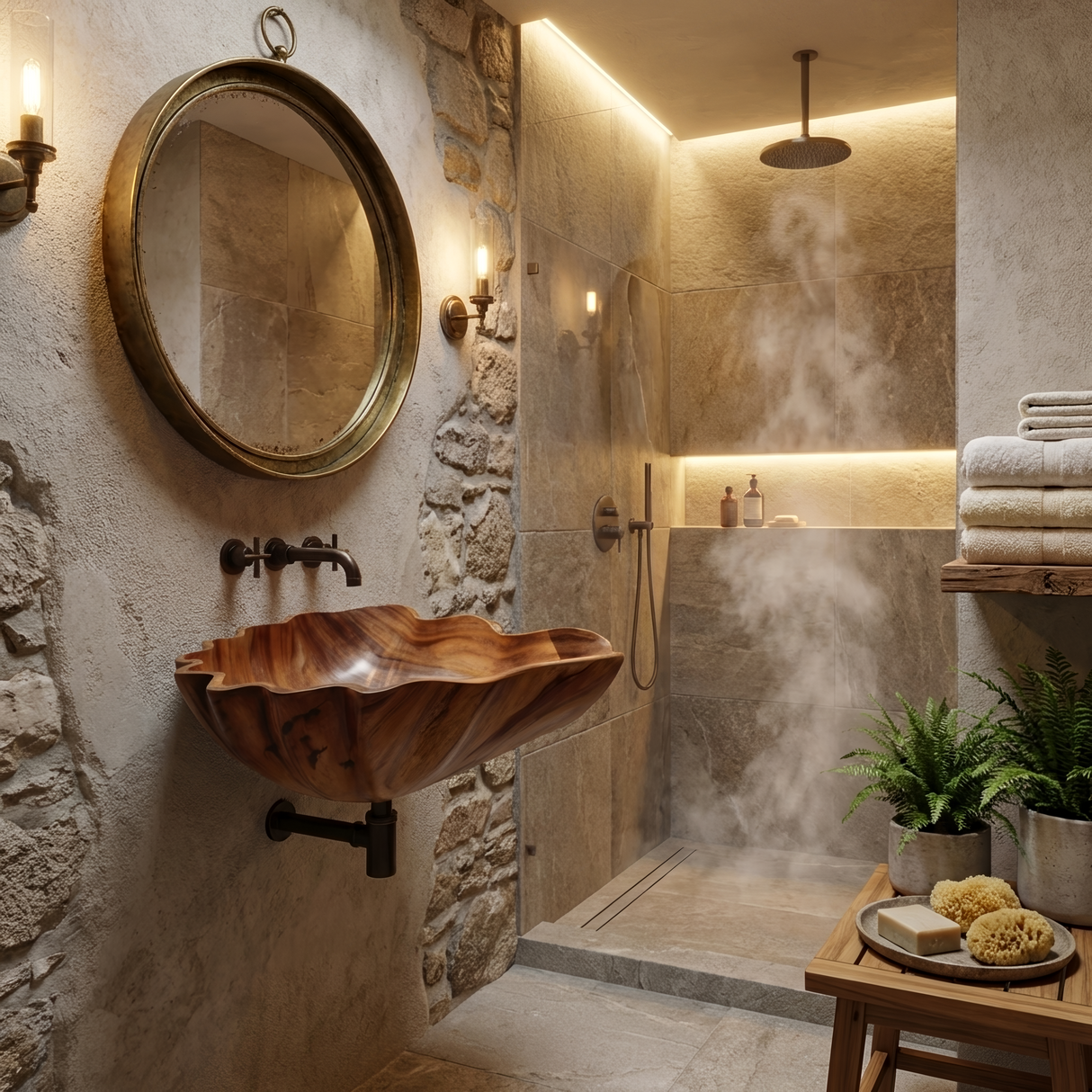 Handcrafted Solid Wood Wash Basin For Luxury Bathroom Furniture Decor