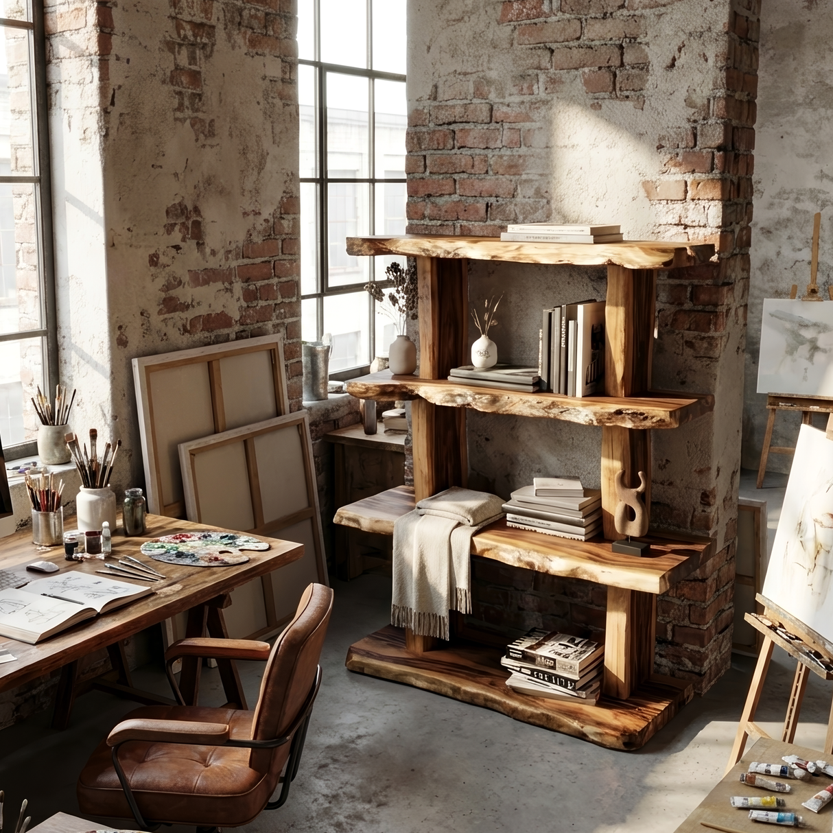 Contemporary Wood Bookshelf For Living Room Storage And Modern Decor