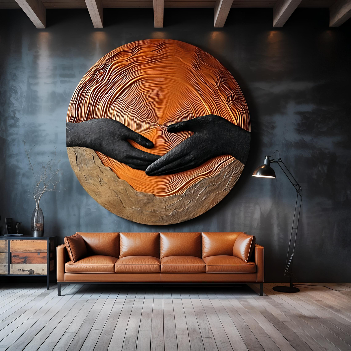 Mid Century Wooden Wall Art Sculpture For Living Room Decor