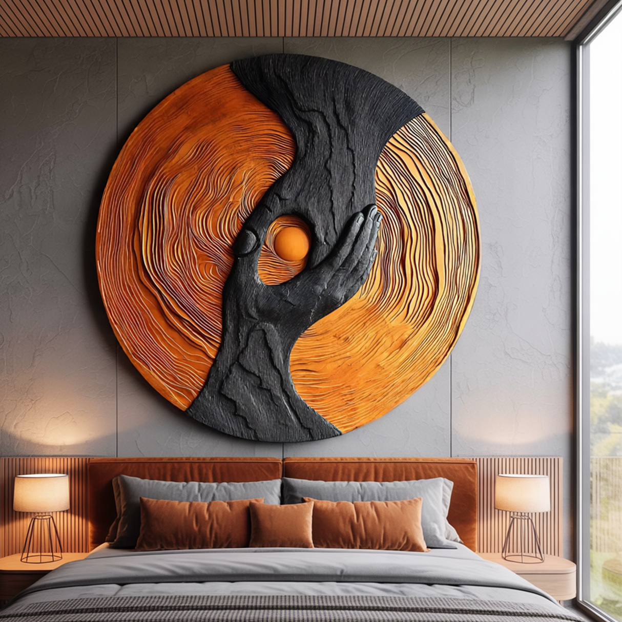 Modern Solid Wood 3D Sculpture Wall Art For Entryway Decoration