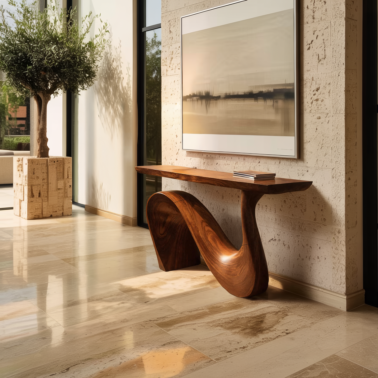 Modern Solid Wood Console Table For Living Room And Entryway Design