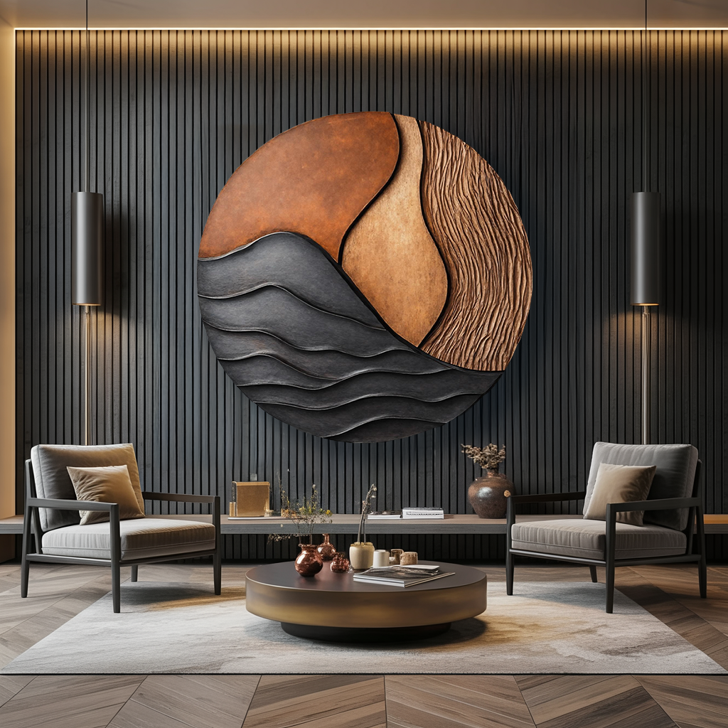 Mid Century Wood Wall Art For Bedroom Modern Home Decor