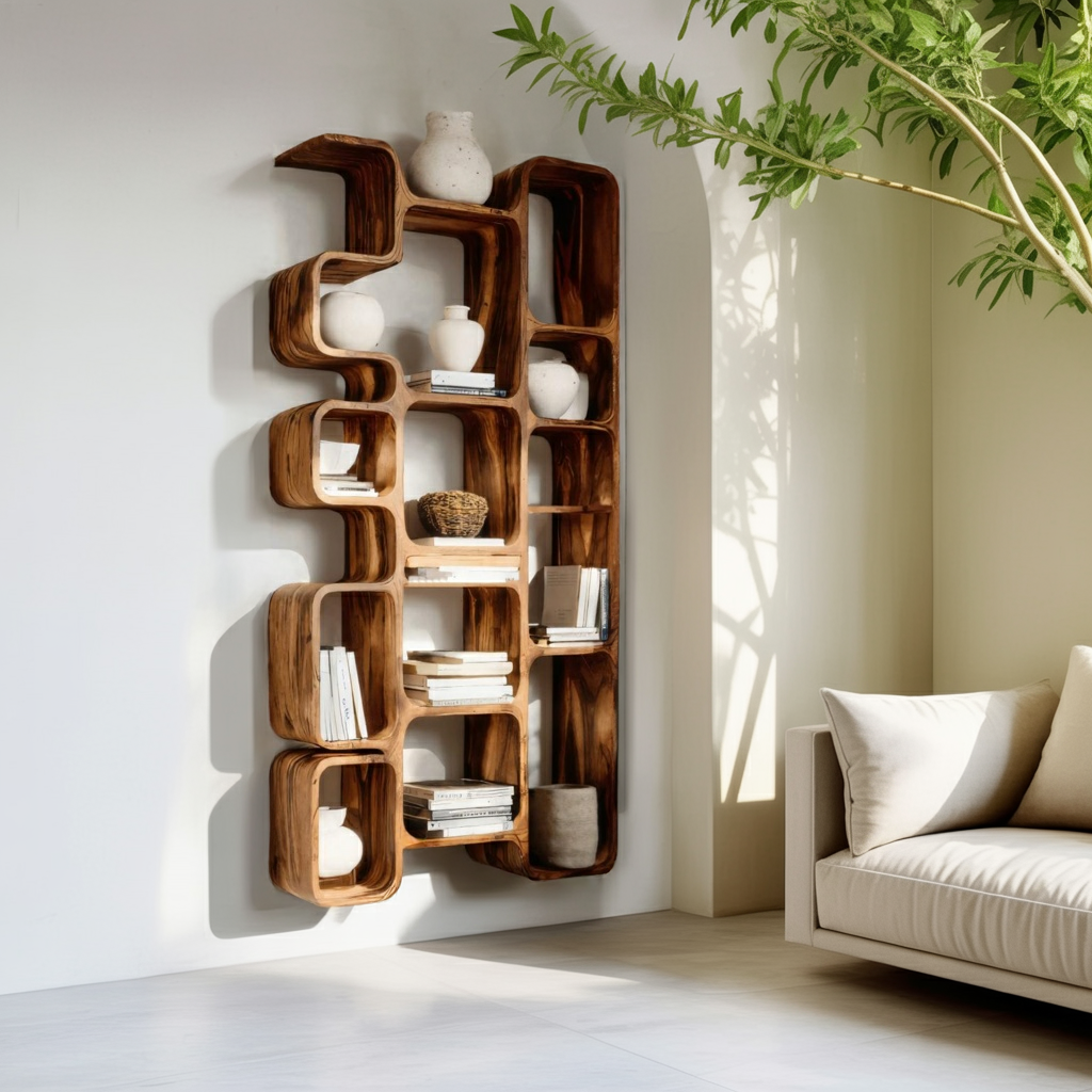 Modern Bookshelf With Integrated Compartments For Living Room