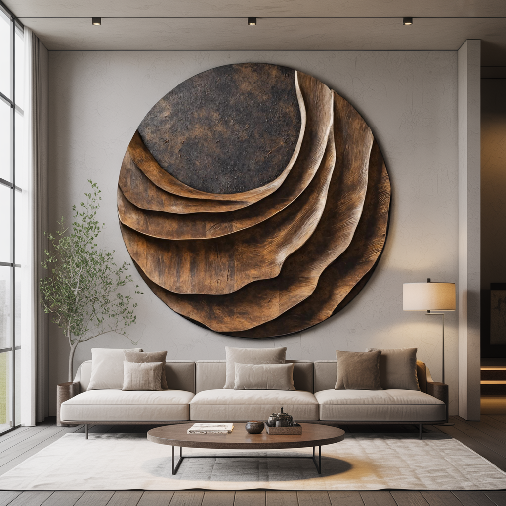 Farmhouse Wood Wall Sculpture For Living Room Interior