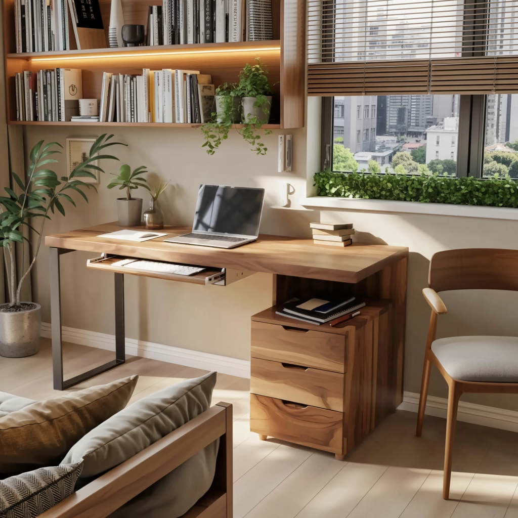 Contemporary Desk with Drawer For Home Office Workspace
