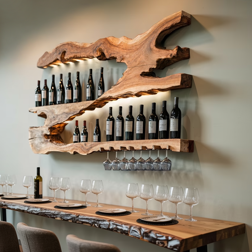 Mid Century Wine Holder For Kitchen Minimalist Shelf