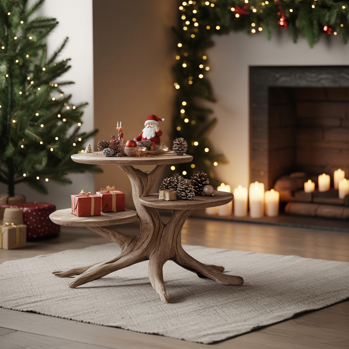 Rustic Solid Wood End Table For Warm Living Room