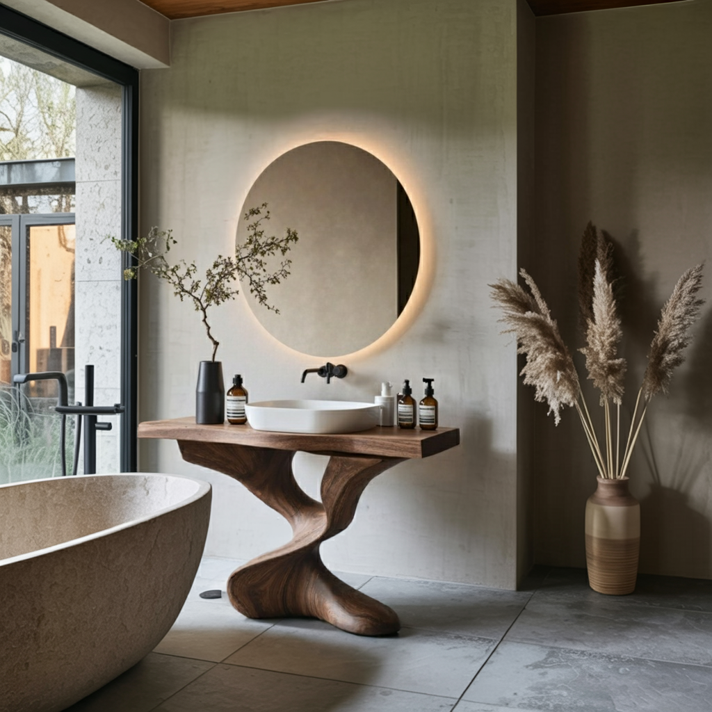 Farmhouse Solid Wood Vanity For Natural Bathroom