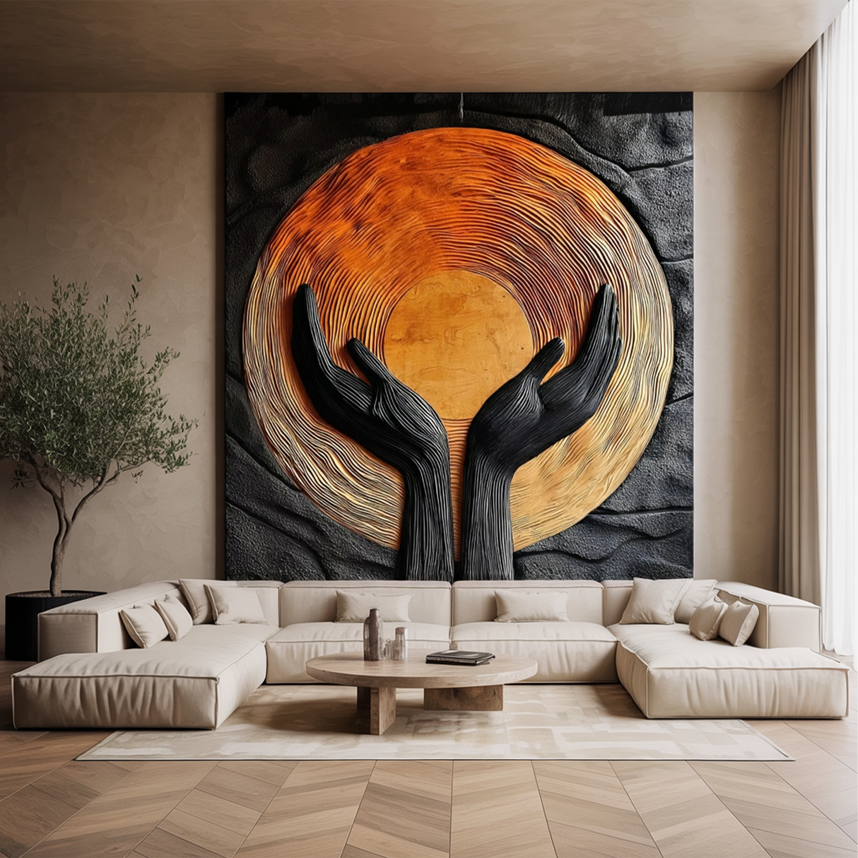 Modern Wooden Wall Art Sculpture For Stylish Entryway Design