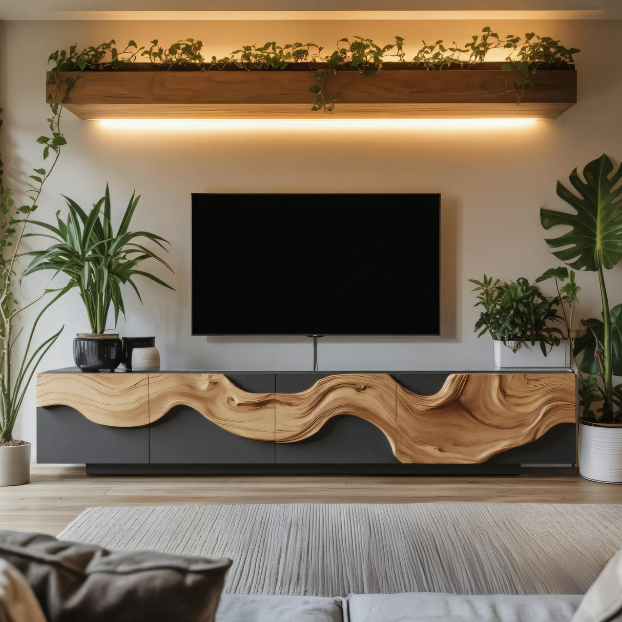 Farmhouse Media Console Cabinet For Living Room