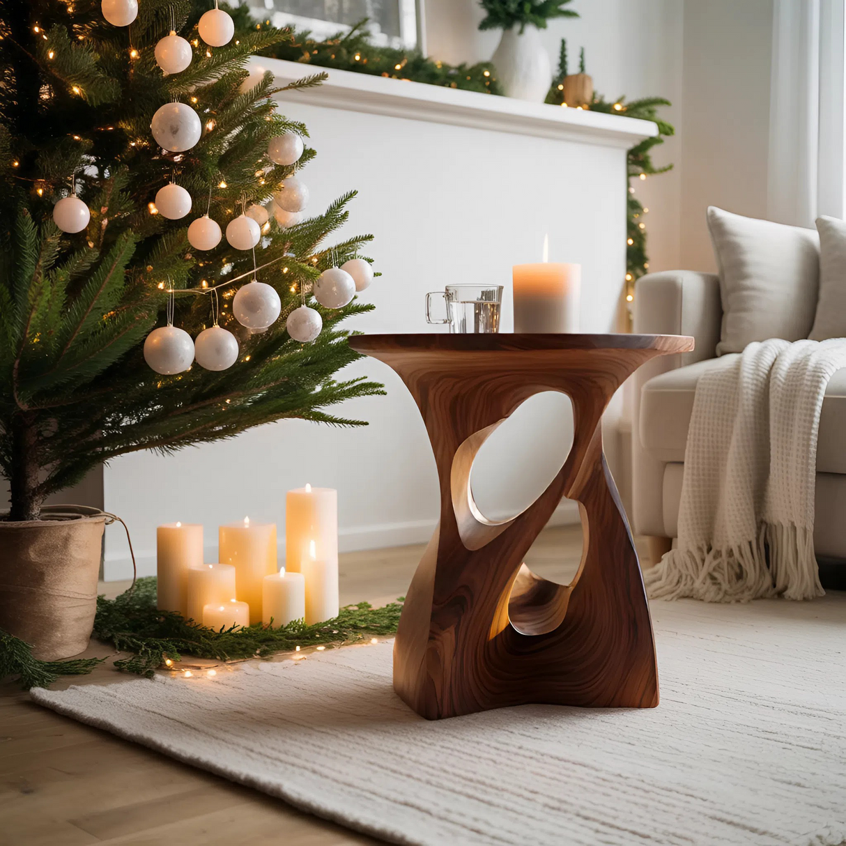 Sculptural Curved Side Table For Holiday Decoration