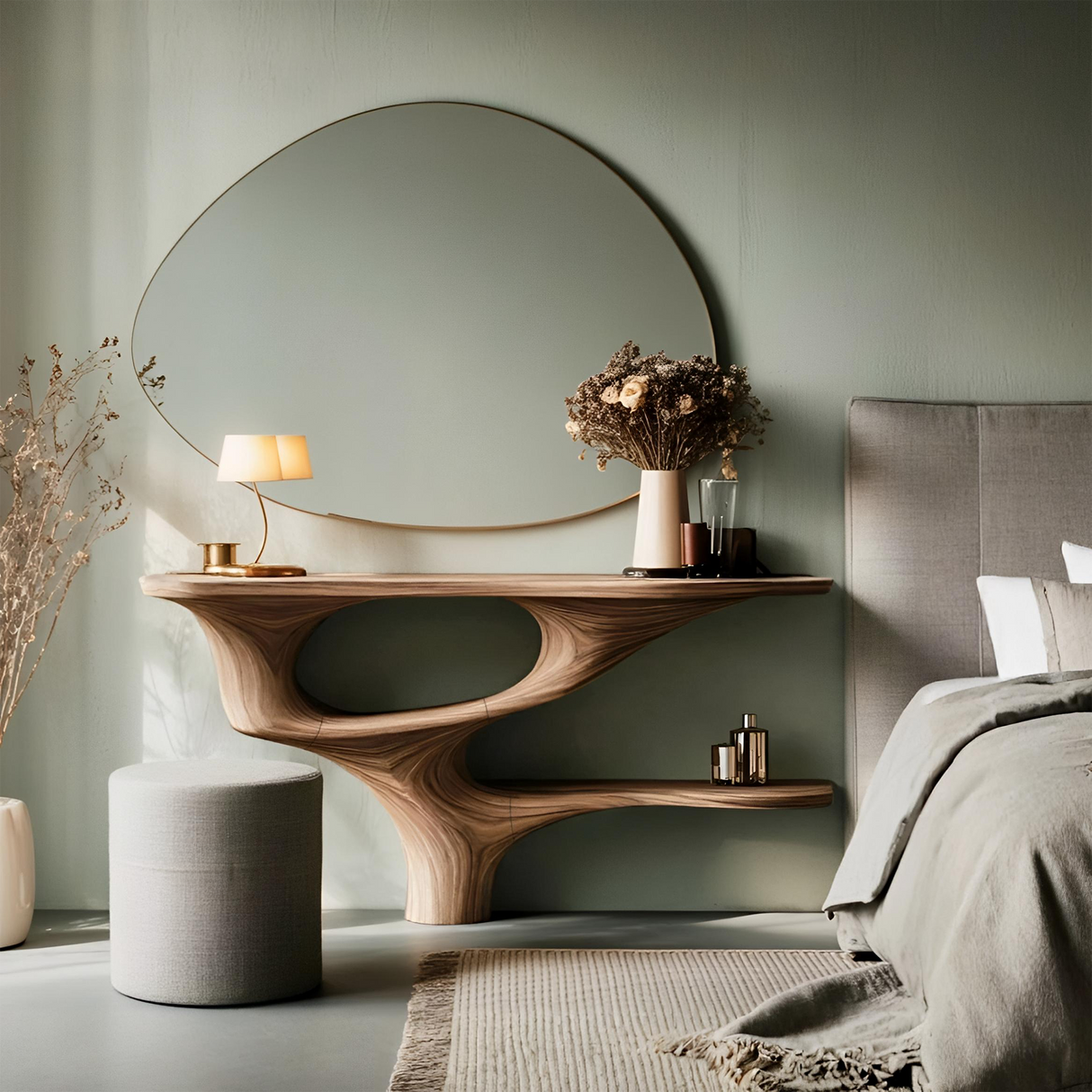 Rustic Live Edge Cosmetic Table For Bedroom Decor Ideas