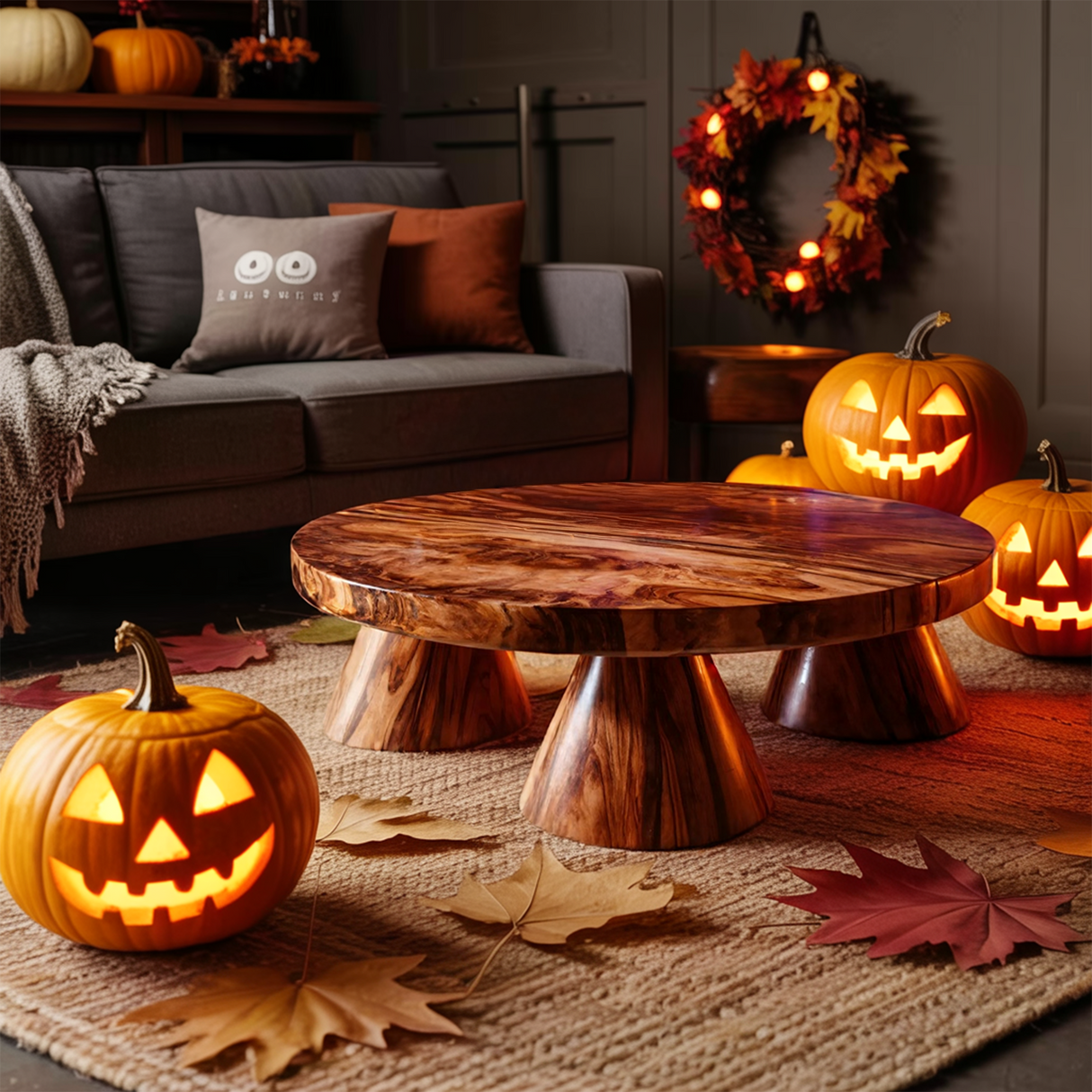 Farmhouse Solid Wood Coffee Table Livingroom Decor Cozy Spooky Vibes