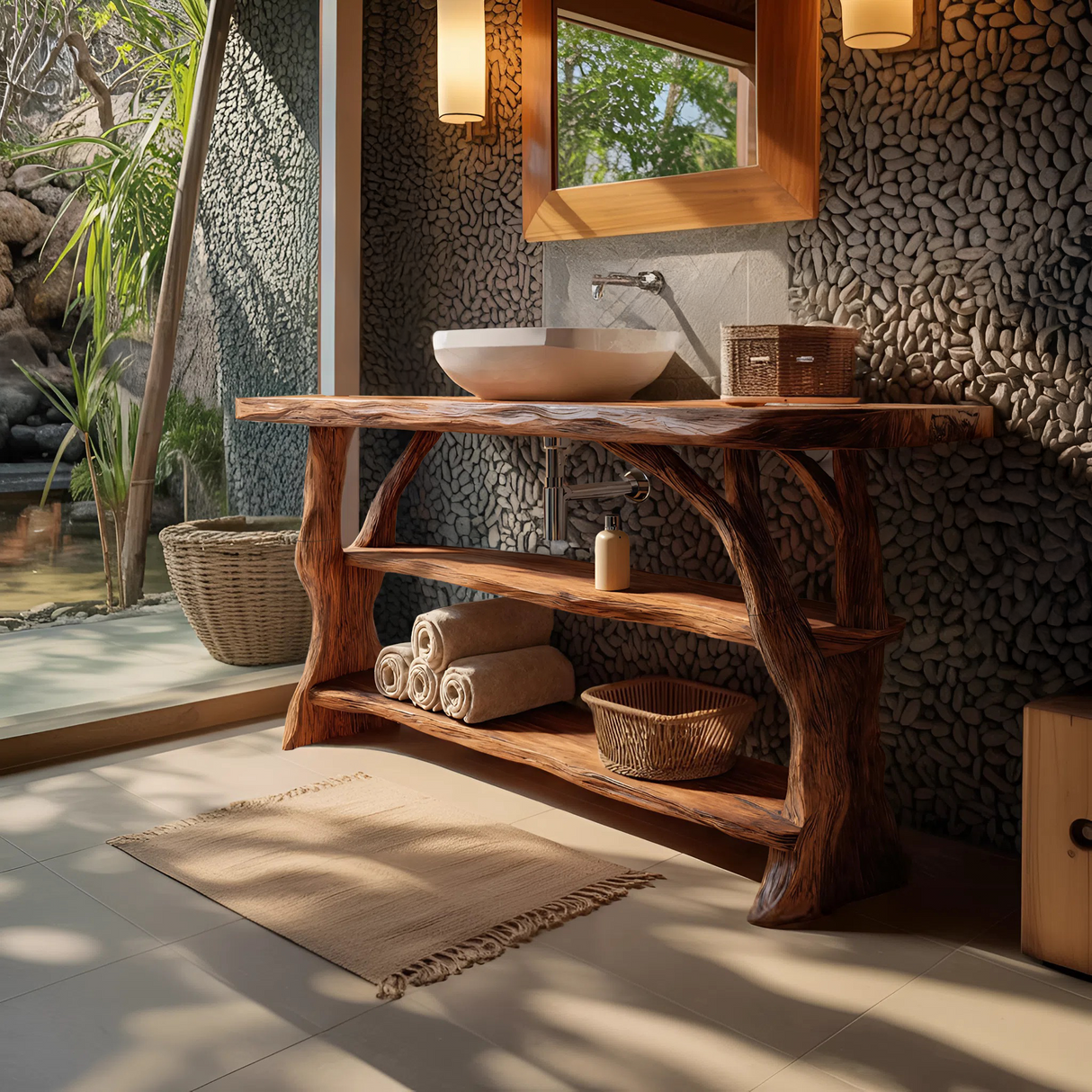 Farmhouse Handcrafted Live Edge Bathroom Vanity For Bathroom Decor