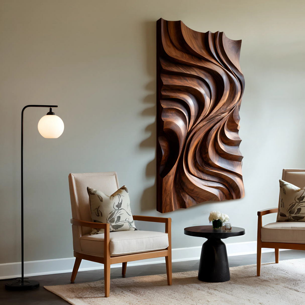 Contemporary Wall Art Piece Large Carved For Home Decor