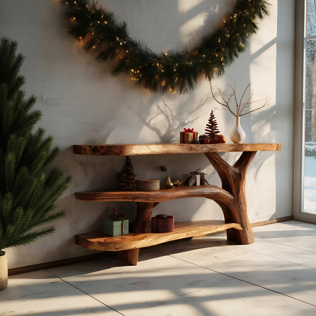 Handcrafted Solid Wood Console Table For Xmas Furniture Entryway Design