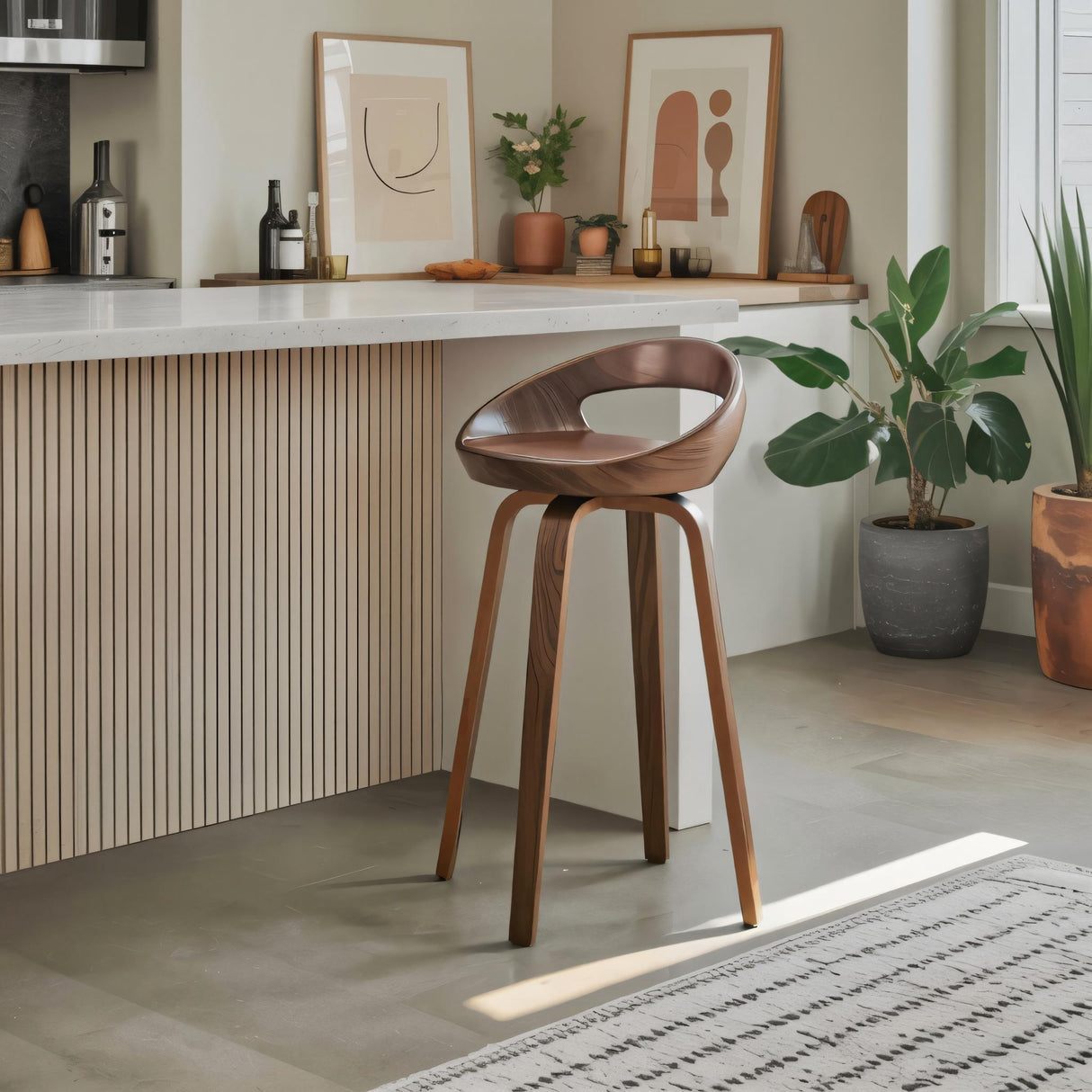 Modern Curved Bar Stools For Kitchen Island Counter Dining