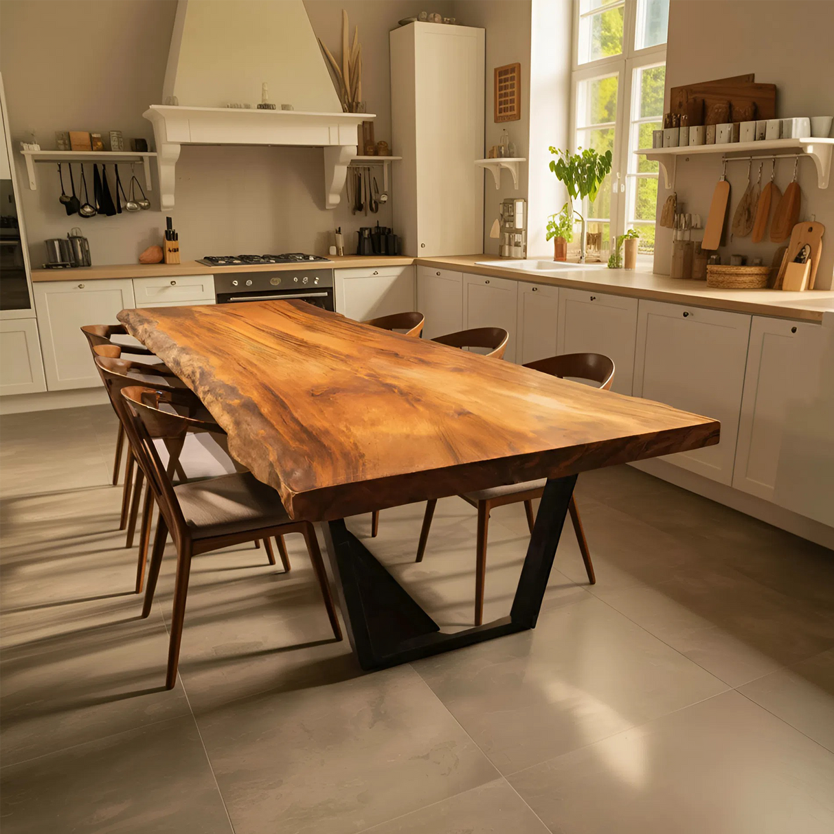 Kitchen Decor Modern Live Edge Dining Table Sleek Grain