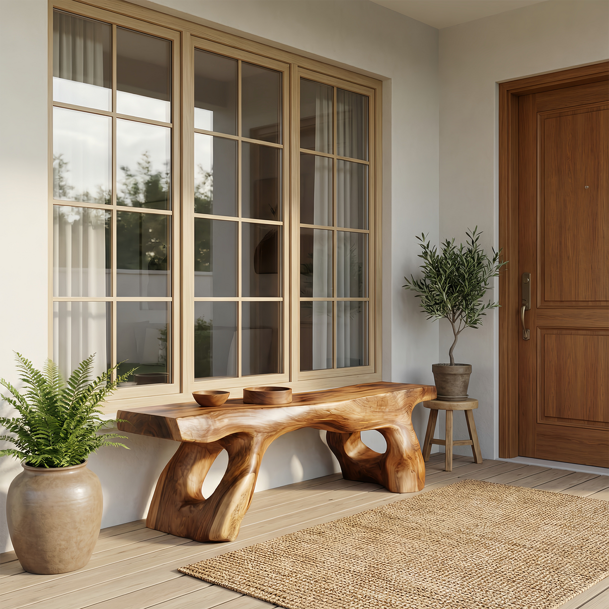 Artistic Sculptural Bench For Entryway Or Hallway