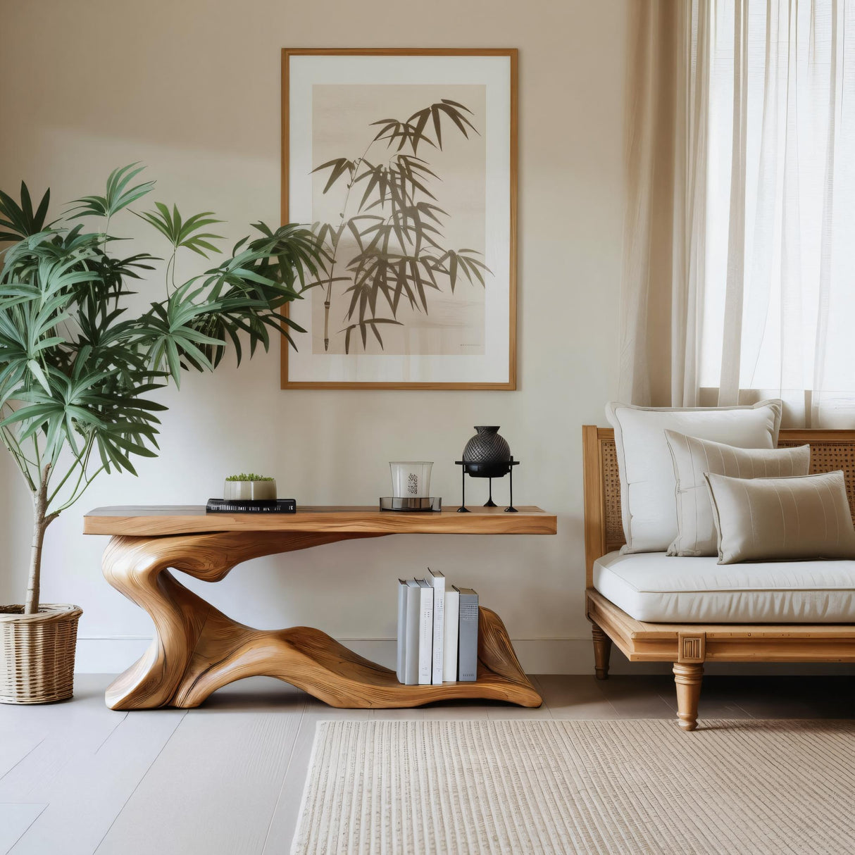 Rustic Live Edge Desk Entryway Design