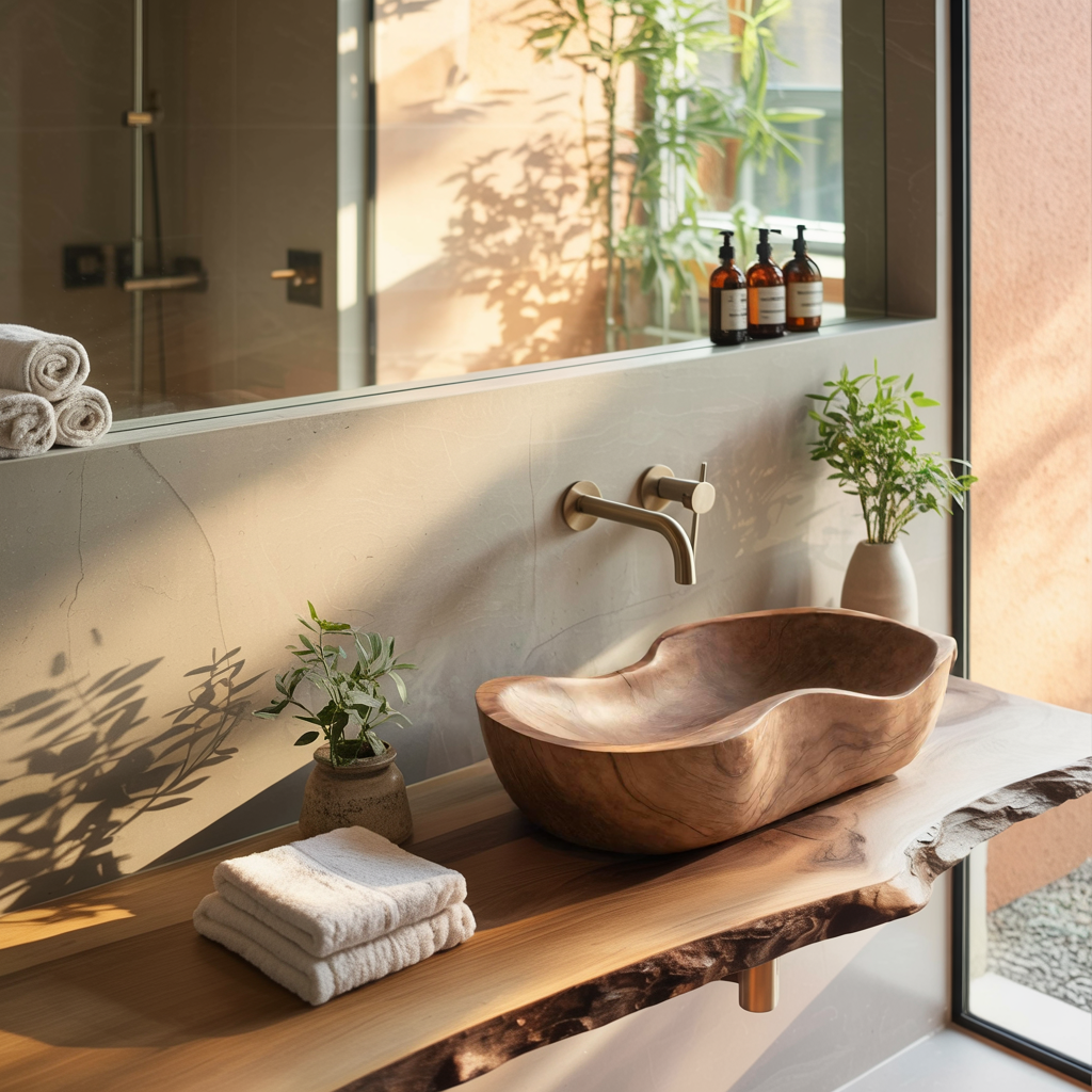 Farmhouse Wood Wash Basin Natural Style For Bathroom