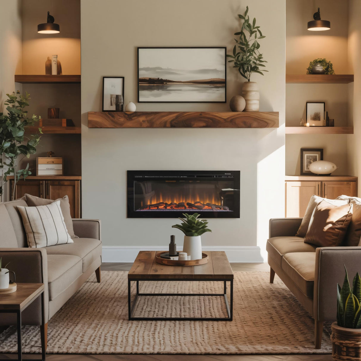 Rustic Floating Mantel Shelf For Fireplace Living Room Wall