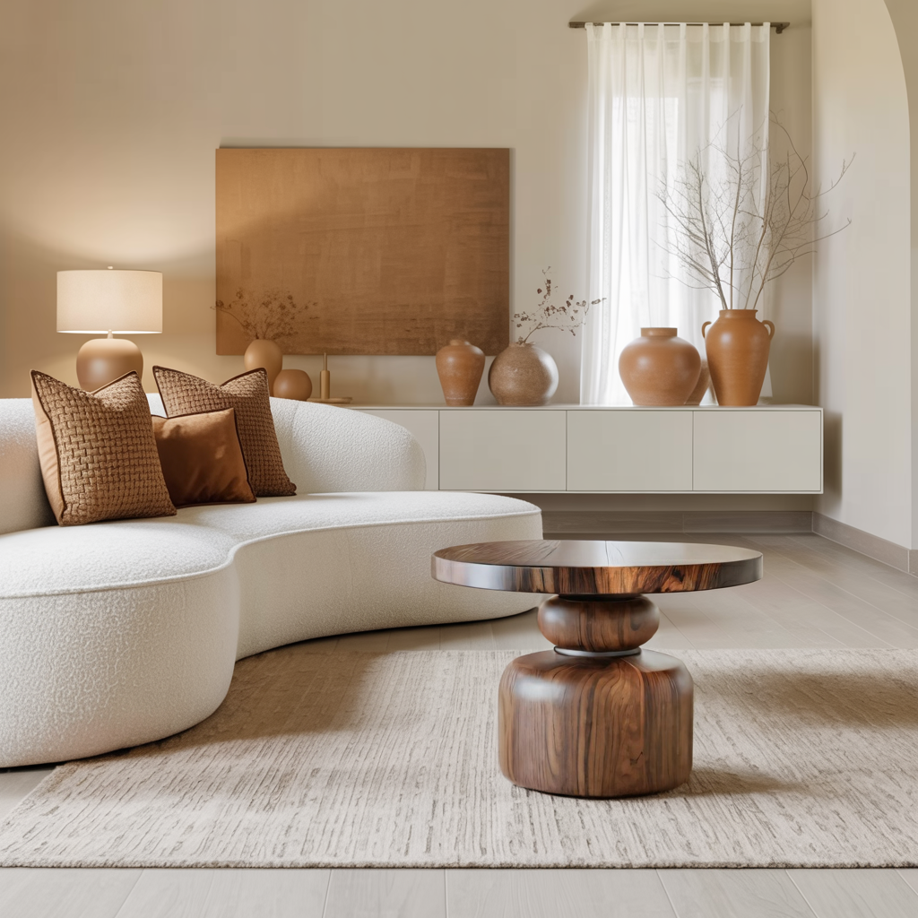 Zen Sculptural Side Table Japandi Accent For Entryway And Tea Room