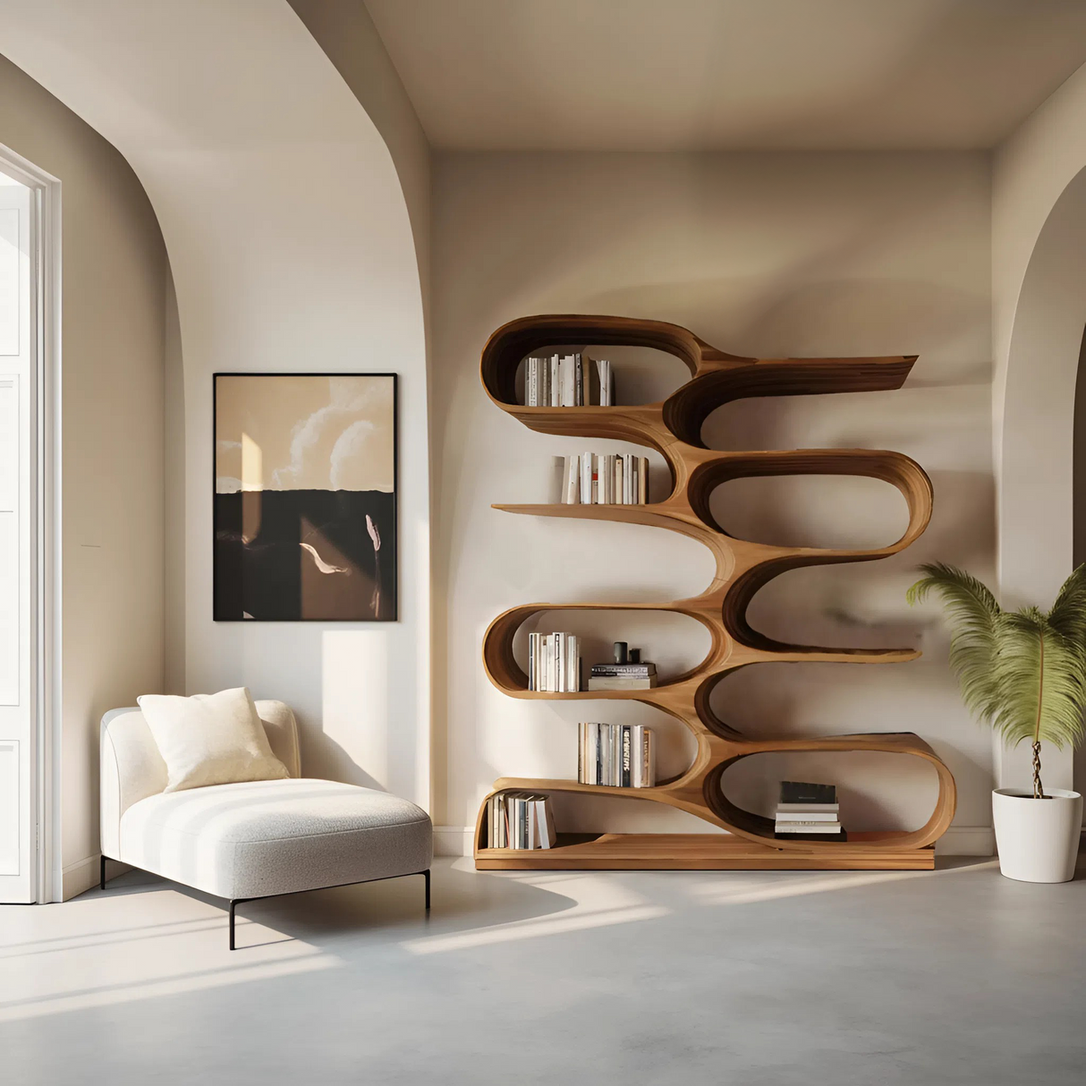 Organic Living Room Bookshelf For Home Decor